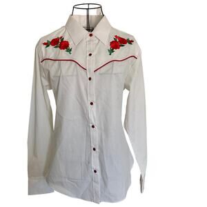 NWT Vintage Ely Country Charmers Embroidered Western Cowgirl Blouse Cottage M